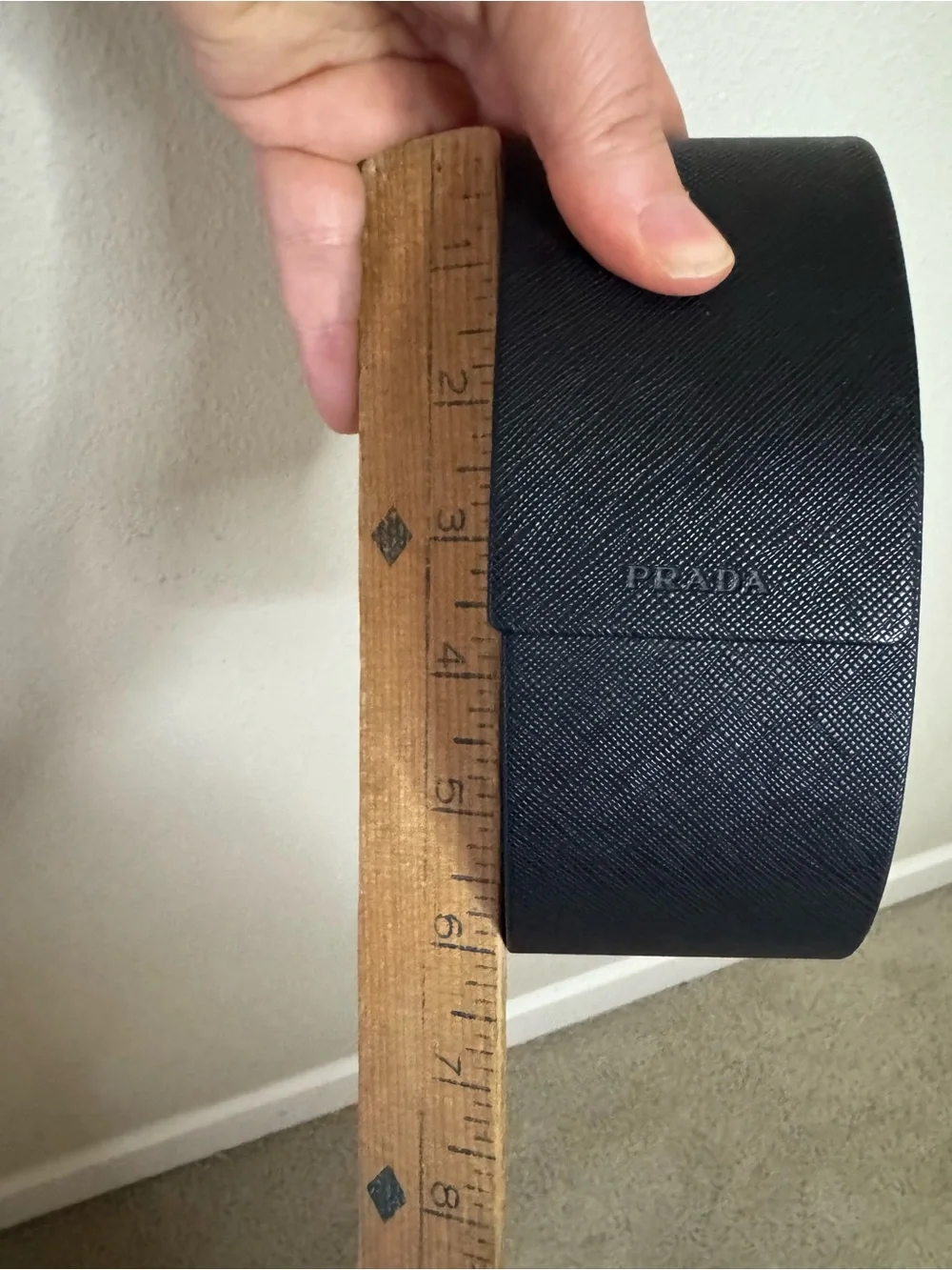 Prada Black Saffiano Leather Eyeglasses Sunglasses Hard Case Authentic Italy